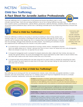 Child Sex Trafficking A Fact Sheet For Juvenile Justice Professionals   Child Sex Trafficking A Fact Sheet For Juvenile Justice Professionals 